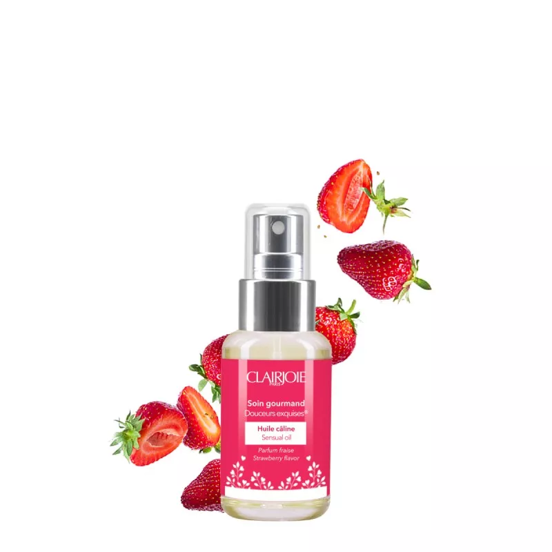 Huile câline visage et corps parfum Fraise comestible